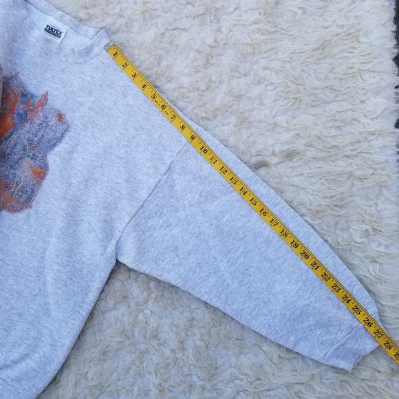 VTG Distressed Deer Print Sweatshirt Size XL Grey Animal Nature Tultex Vintage - Picture 8 of 10